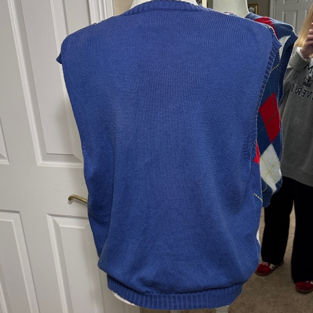 Vinaigrette 80’s United Colors Of Benetton Argyle V-Neck Sweater Vest - Picture 8 of 14